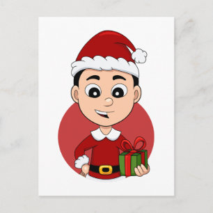 Christmas boy cartoon holiday postcard