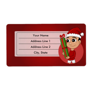 Christmas boy cartoon label