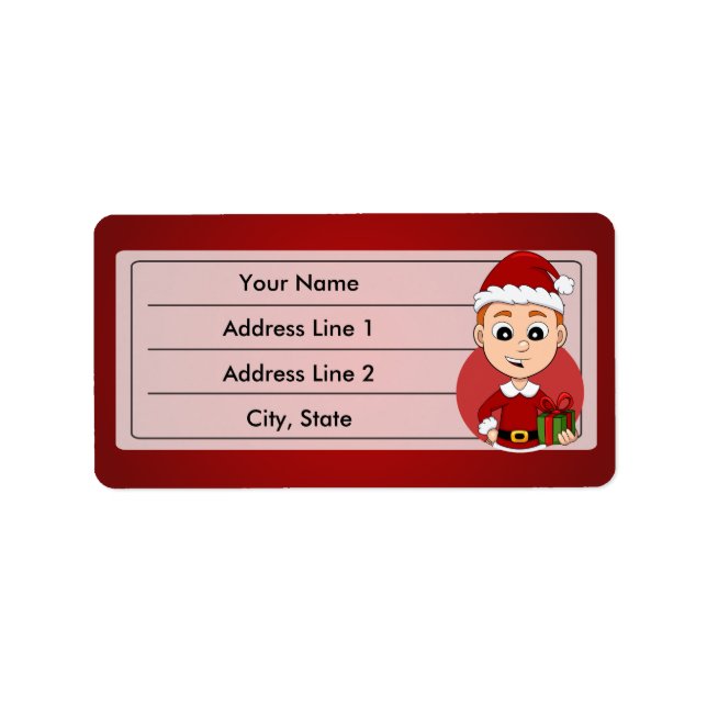 Christmas boy cartoon label (Front)