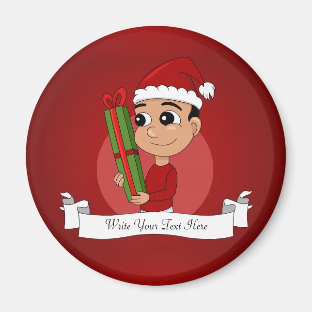 Christmas boy cartoon magnet (Front)