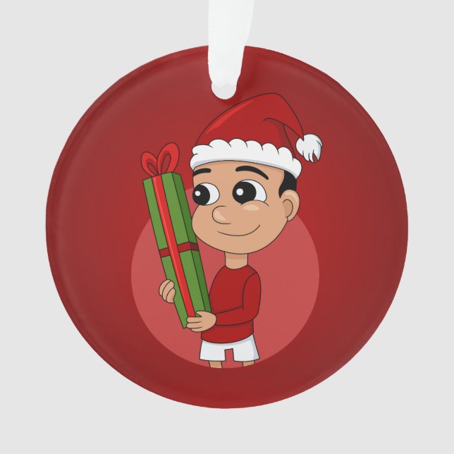 Christmas boy cartoon ornament (Front)