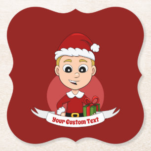Christmas boy cartoon paper coaster