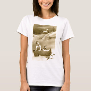 Christmas boy, clog and mistletoe T-Shirt