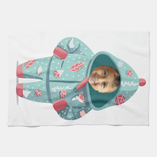 Christmas Boy Face Personalized  Tea Towel
