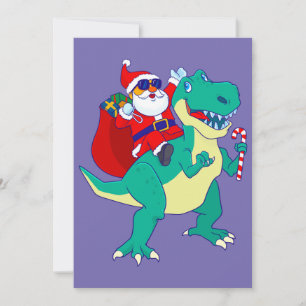 Christmas Boys Dinosaur Santa T Rex Xmas Dino Love Invitation