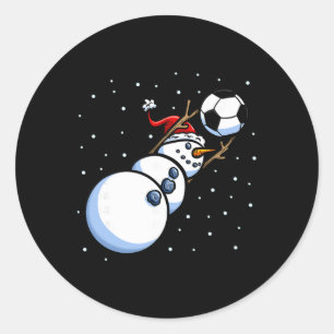 Christmas Boys Men Xmas Goalkeeper Soccer Snowman  Classic Round Sticker
