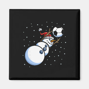 Christmas Boys Men Xmas Goalkeeper Soccer Snowman Magnet