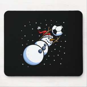 Christmas Boys Men Xmas Goalkeeper Soccer Snowman Mouse Pad