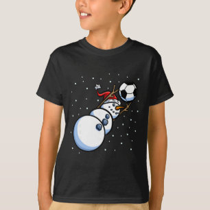 Christmas Boys Men Xmas Goalkeeper Soccer Snowman T-Shirt