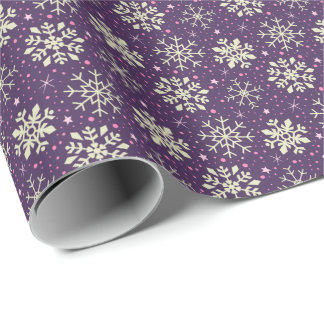 Christmas Boysenberry Purple Snowflake Pattern Wrapping Paper