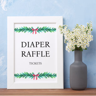 Christmas Branch Diaper Raffle Baby Shower  Poster