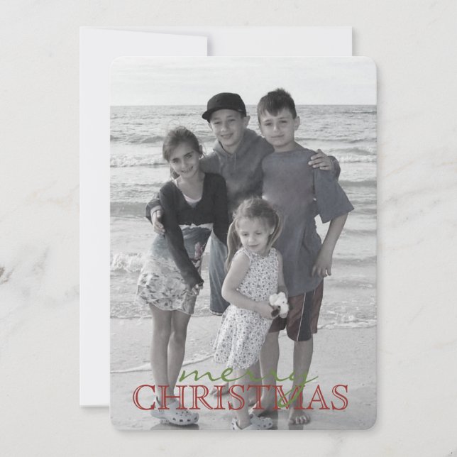 Christmas Branch Double Sided Holiday Photo Card (Front)