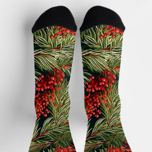 Christmas Branches and Berries Socks
