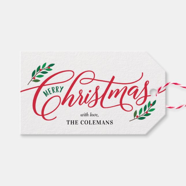Christmas Branches Holiday Gift Tags (Front (Horizontal))
