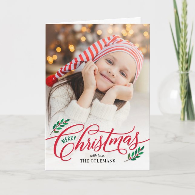 Christmas Branches Holiday Photo Card (Front)