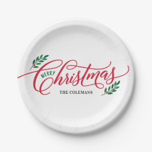 Christmas Branches Merry Christmas Party Plates