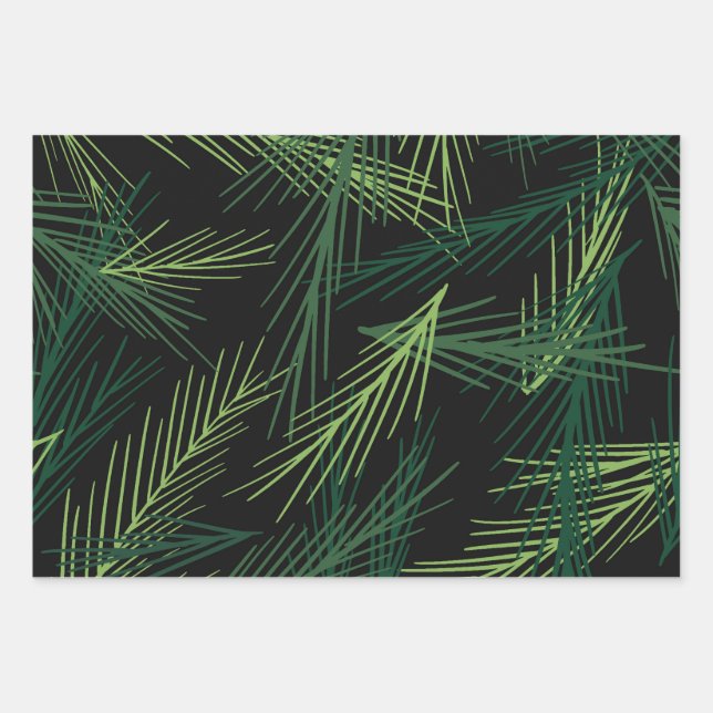 Christmas Branches Pattern Wrapping Paper Sheet (Front)