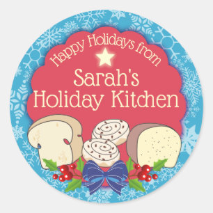 Christmas bread cinnamon roll from the kitchen of  classic round sticker