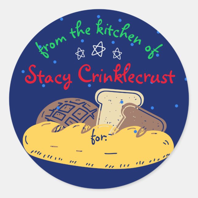 Christmas bread personalised from the kitchen of classic round sticker (Front)
