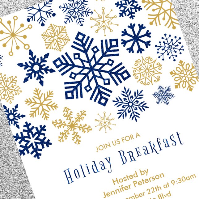 Christmas Breakfast Invitation Chic Snowflakes (Creator Uploaded)