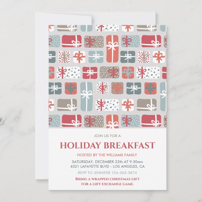Christmas Breakfast Invitation Cute Gifts pattern (Front)