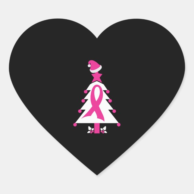 Christmas Breast Cancer Awareness Heart Sticker (Front)