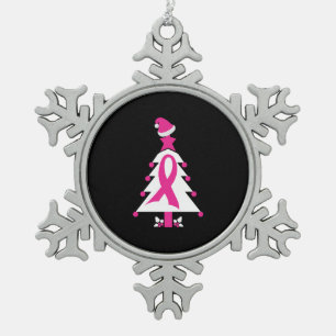 Christmas Breast Cancer Awareness Snowflake Pewter Christmas Ornament