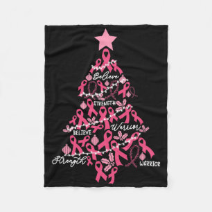 Christmas Breast Cancer Holiday Pink Ribbon Fight Fleece Blanket