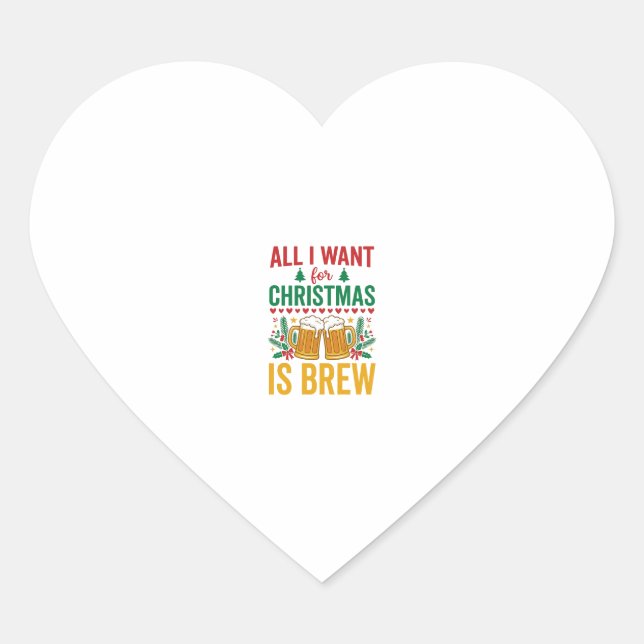 Christmas Brew Holiday Drink Design Heart Sticker (Front)