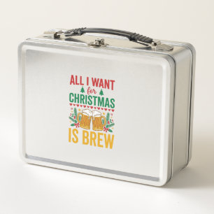 Christmas Brew Holiday Drink Design Metal Lunch Box