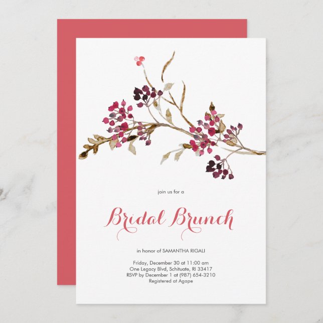 Christmas Bridal Brunch Invitation (Front/Back)