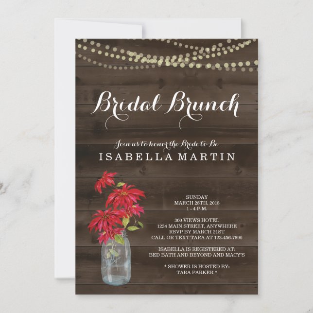 Christmas Bridal Brunch Invitation - Poinsettia (Front)
