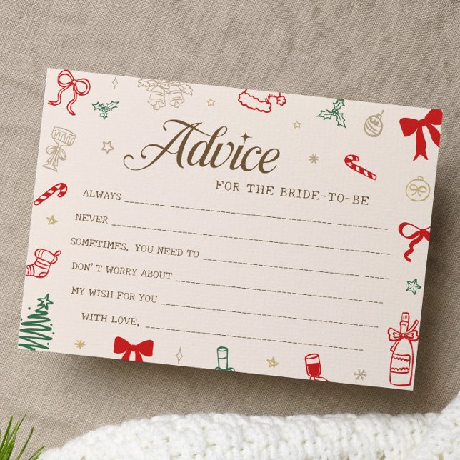 Christmas Bridal Shower Advice for the Bride Card (Creator Uploaded)