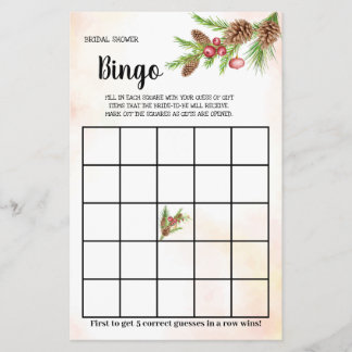 Christmas Bridal Shower Bingo Game Card