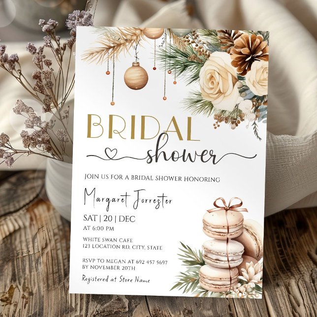 Christmas Bridal Shower Boho Chic Winter Floral   Invitation (Creator Uploaded)