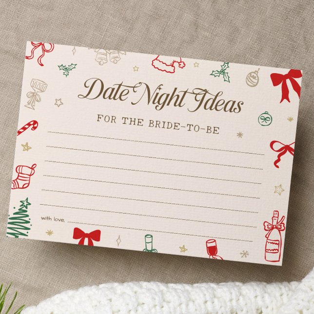 Christmas Bridal Shower Date Night Ideas Card (Creator Uploaded)