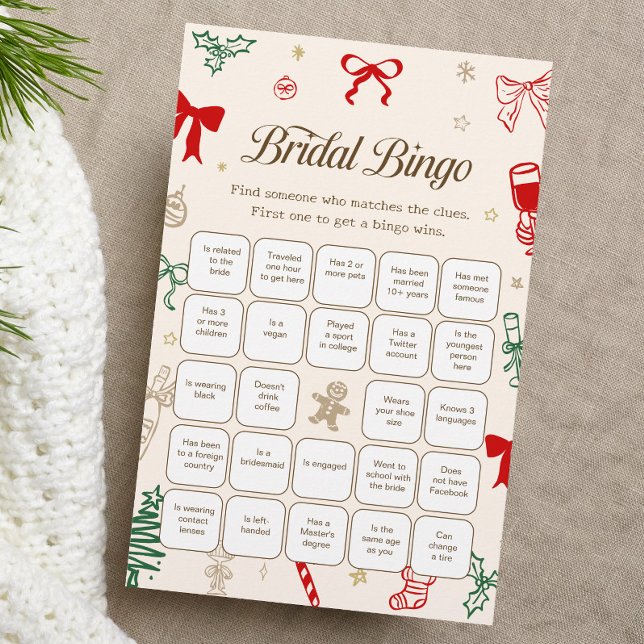 Christmas Bridal Shower Find the Guest Bingo Game (Creator Uploaded)