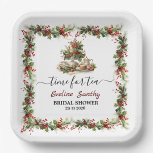 Christmas Bridal Shower holly Tea Time Party  Paper Plate