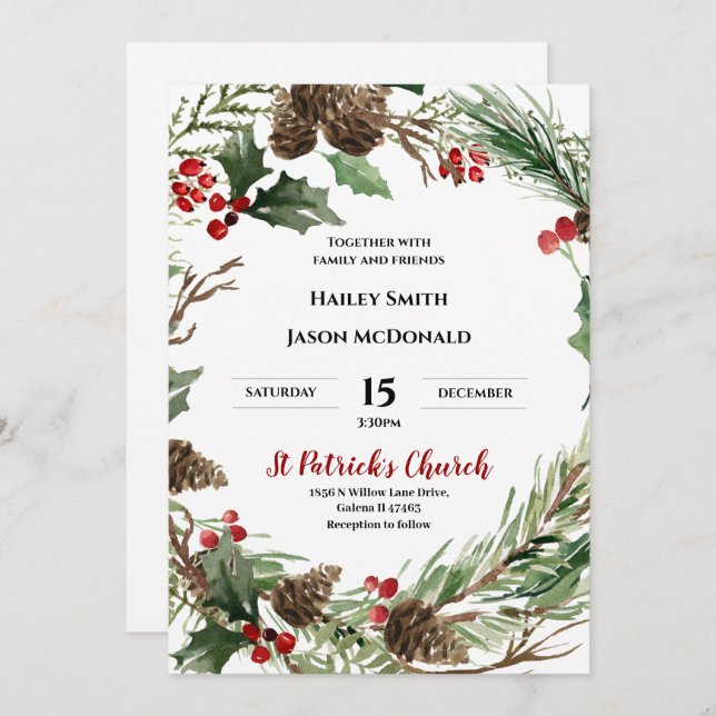 Christmas Bridal Shower Invitation (Front/Back)