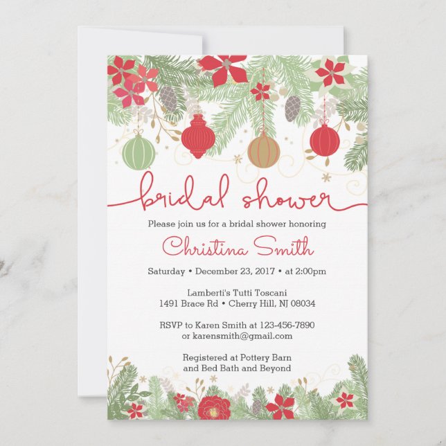 Christmas Bridal Shower Invitations (Front)