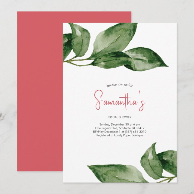 Christmas Bridal Shower Invitations (Front/Back)