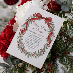 Christmas Bridal Shower Recipe Request Enclosure Card