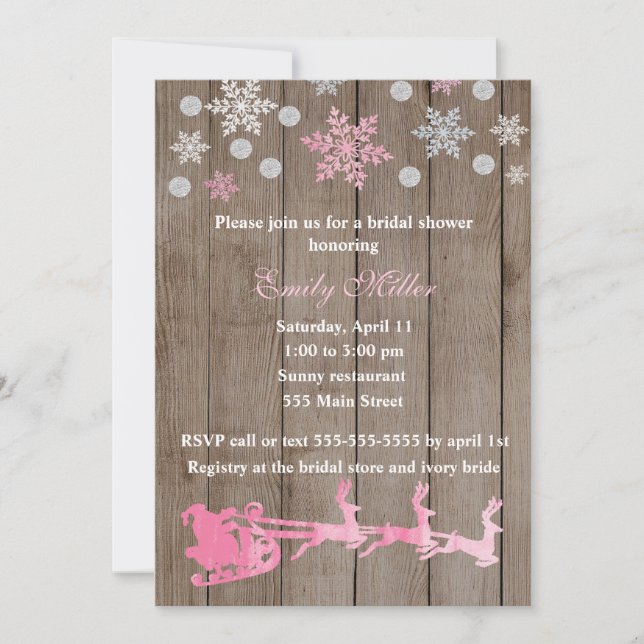 Christmas Bridal Shower Rustic Invitation (Front)