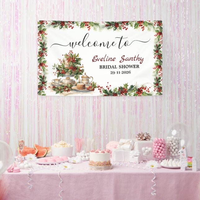 Christmas Bridal Shower Tea Party Welcome  Banner (Party)
