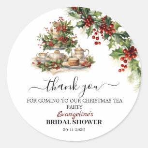 Christmas Bridal Shower Tea Party Welcome  Classic Round Sticker