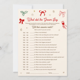 Christmas Bridal Shower What Did He Say Game Invitation