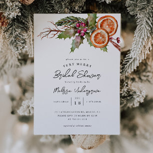 Christmas Bridal Shower   Winter Botanical Invitation