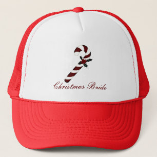 "Christmas Bride" - Red/White Candy Cane Trucker Hat