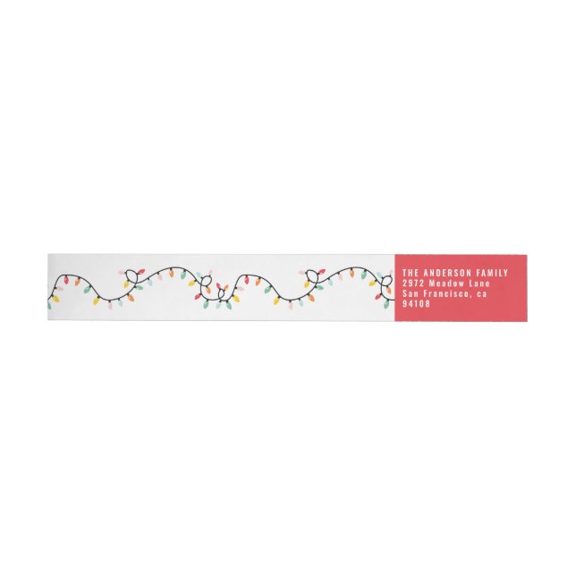 Christmas bright fun colourful modern red wrap around label (Individual)