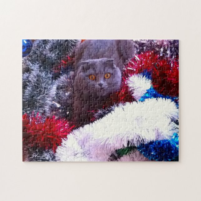 Christmas British blue cat Jigsaw Puzzle (Horizontal)